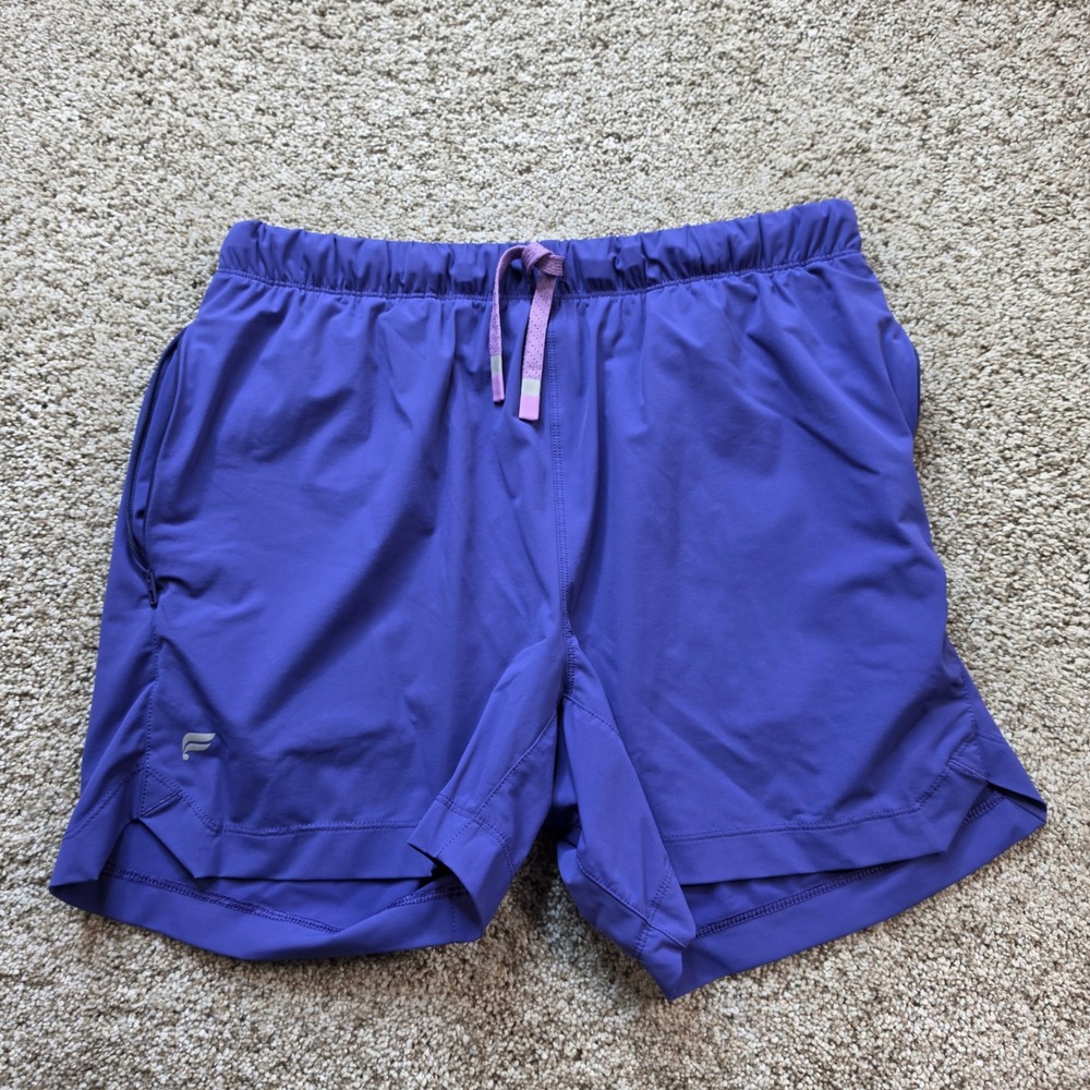 Fabletics Athletic Shorts Men M Purple Elastic Waist Zipper Pockets Gym Training